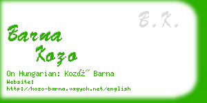 barna kozo business card